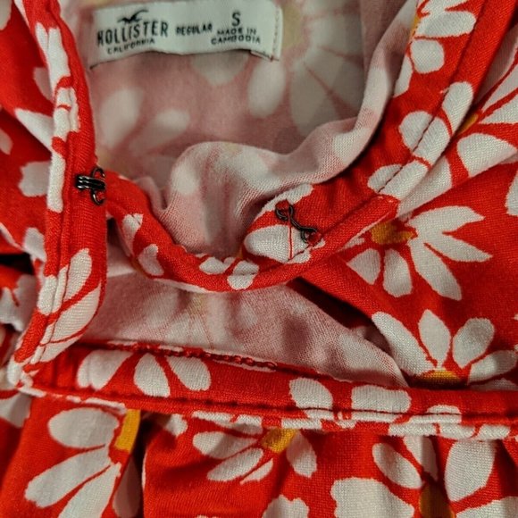 Hollister Red Daisy Sundress Ruffle Dress Sleeveless Floral Flower Women Small S - Picture 5 of 12